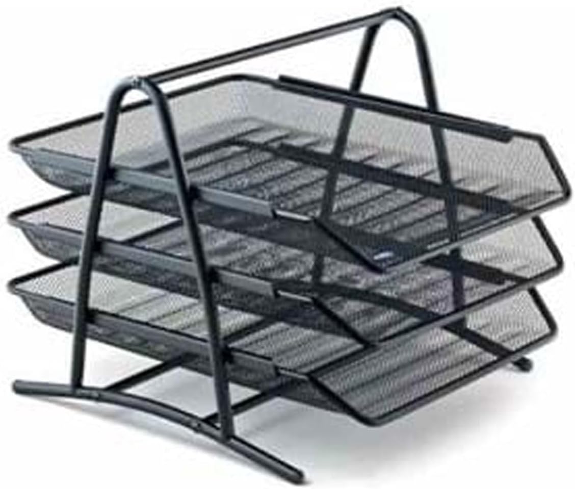 Evrak Rafı Metal Perforeli 3 Lü Siyah 523