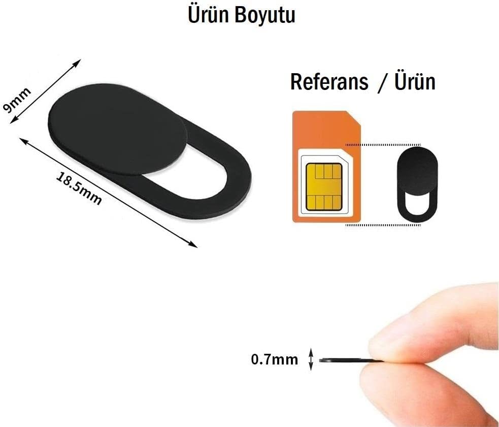 Laptop Tablet Kamera Webcam Kapatıcı Örtücü Sürgülü Kapak 3'lü Siyah