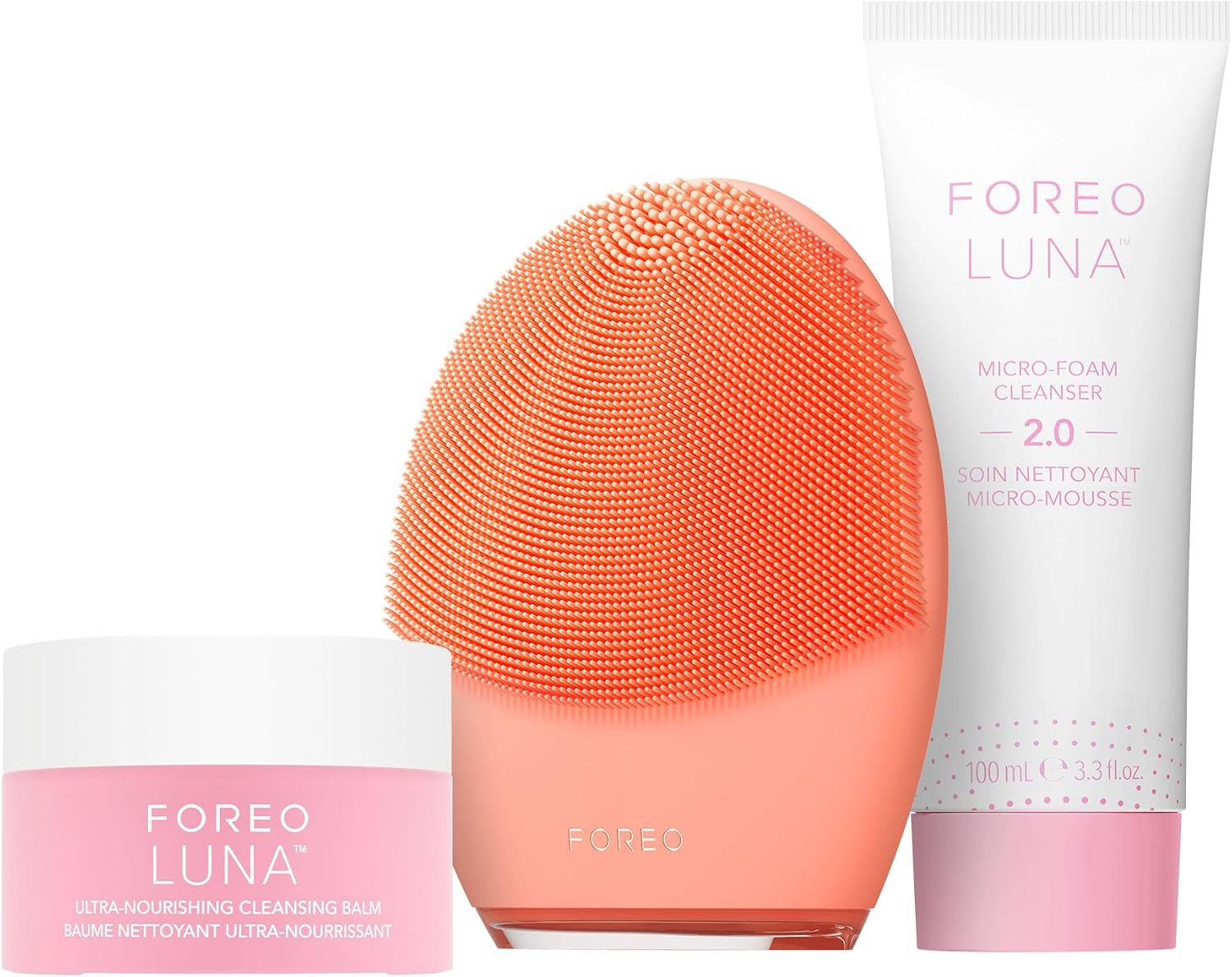 Clean Balance LUNA 4 Paket - Karma Ciltler için Yüz Temizleme Fırçası ve Masaj Aleti + LUNA Mikro Köpük Yüz Temizleyici 2.0, 100 ml + LUNA (Ultra Besleyici) Temizleme Balsamı, 15 ml