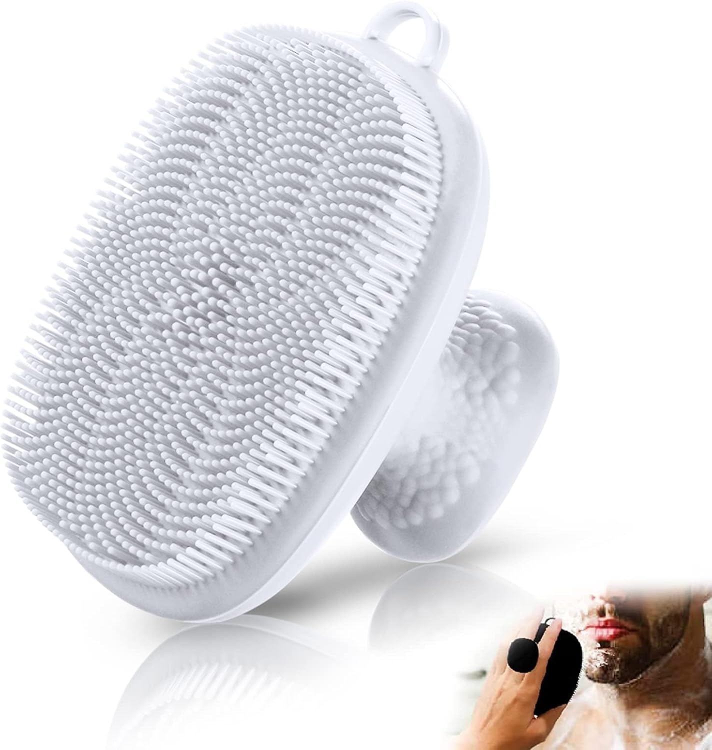 Silikon Yüz Temizleyici, Kadınlar ve Erkekler için Yüz Temizleme Peeling Fırçası, Manuel Yüz Temizleme Fırçası, Yüz Yıkama Fırçası, Temizleme ve Peeling için Eksfoliyatör Yüz Masajı (Beyaz)