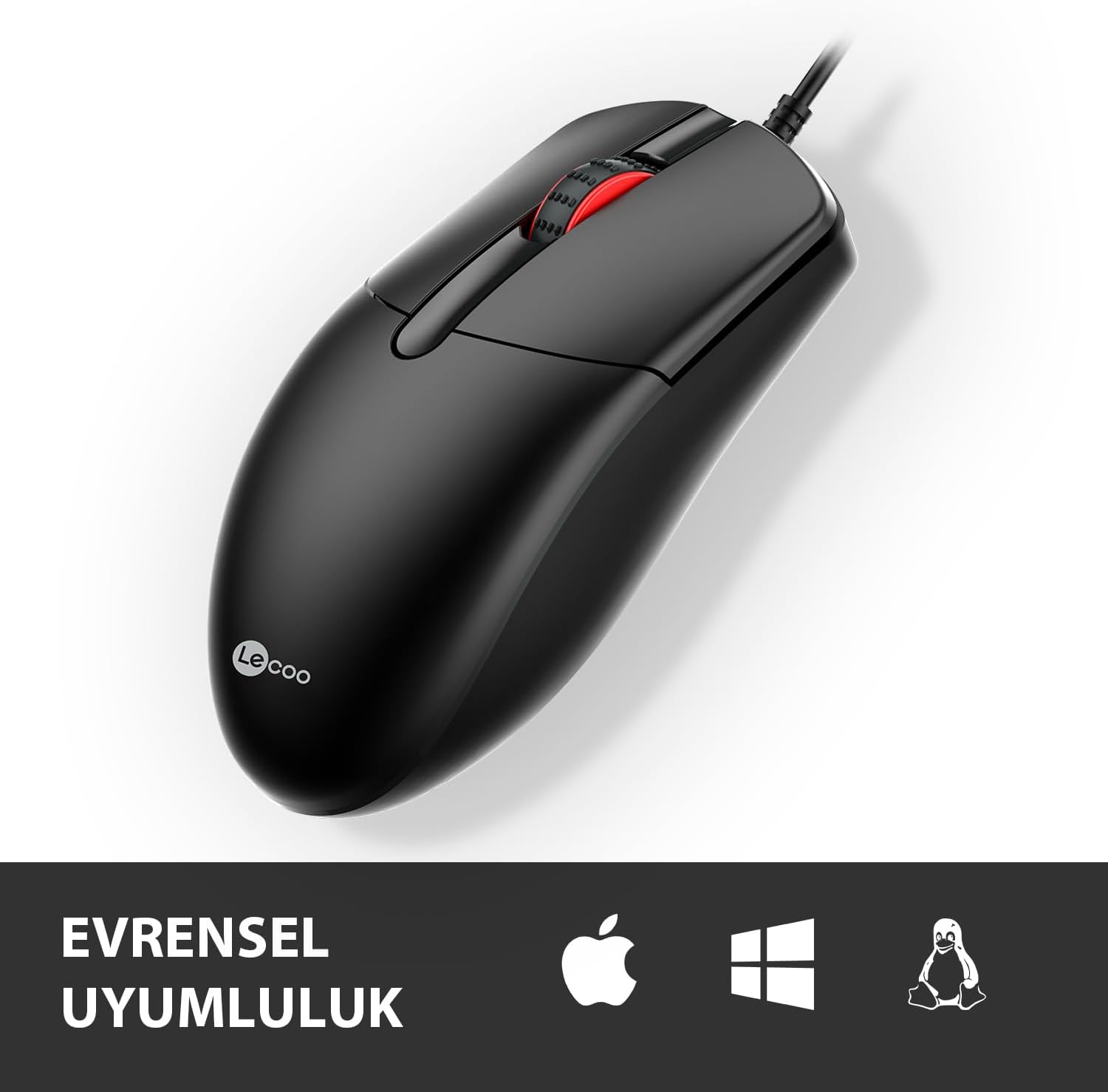 MS103 USB Kablolu 1000DPI 3 Tuşlu PC, Mac, Dizüstü Bilgisayar ile Uyumlu Optik Mouse Siyah
