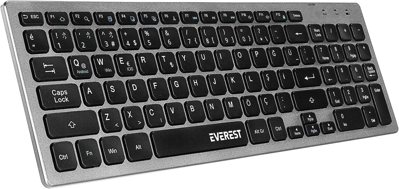 KB-BT88 Siyah/Gri Bluetooth Ultra İnce Q Mac/Win/Android/Ios Uyumlu Bilgisayar Tablet Televizyon Telefon Uyumlu Uzun Mesafeli Kablosuz Klavye