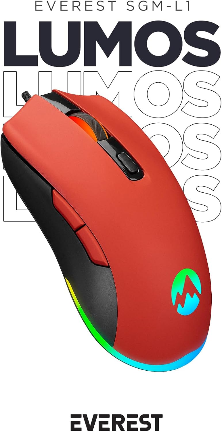 SGM-L1 LUMOS Kırmızı 6400dpi RGB Ledli Makrolu Gaming Oyuncu Mouse