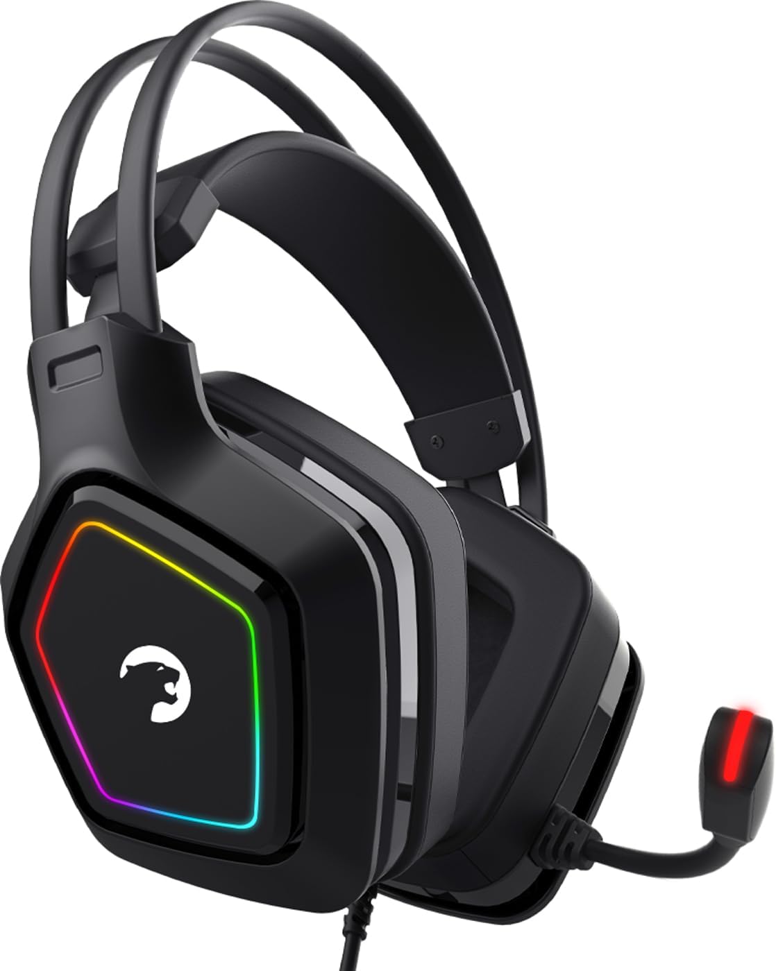 Mihawk USB Oyun Kulaklığı - 7.1 Sanal Surround Ses, 50MM Sürücülere Sahip Kablolu RGB Led Kulaklıklar, Konforlu Tasarım, 360 Mekansal Ses, Gürültü Önleyici Mikrofon, PC, Dizüstü Bilgisayar