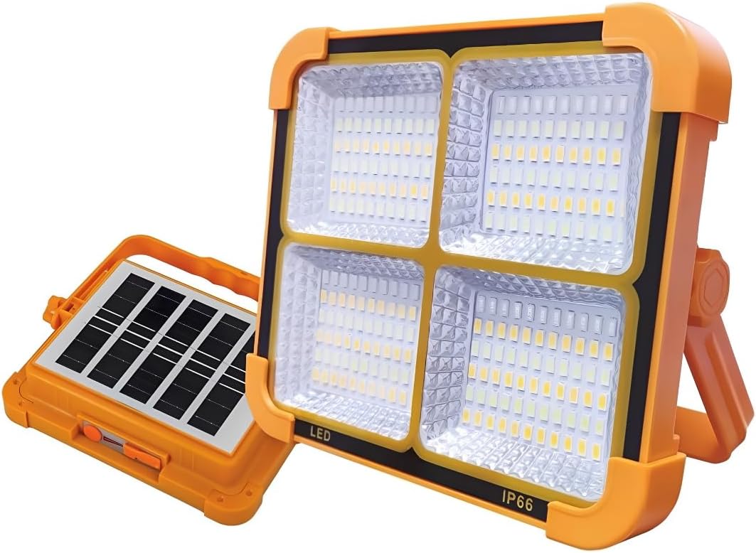 Solar Güneş Enerjili Kamp Lambası - IP66 Su Geçirmez Powerbank Özellikli Şarj Edilebilir Çok Fonksiyonlu Projektör, SOS Flaşörlü Çadır ve Avcı LED Işıldak