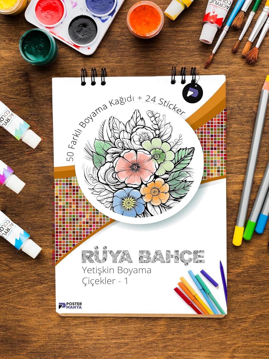 Rüya Bahçe Yetişkin Boyama Kitabı, Çiçekler Mandala Boyama Kitabı, Boyama Defteri, Boyama Sayfaları, Yetişkinler İçin Boyama Seti, Yetişkinler İçin Boyama Kitabı