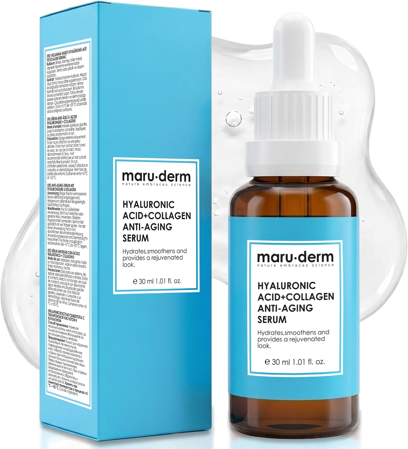 Maruderm%2 Hyalüronik Asit &%5 Kolajen Cilt Bakım Serumu – Yoğun Nem ve Dolgun Görünüm Destekleyici Yüz Serumu, Peptit & Panthenol ile, 30 ML