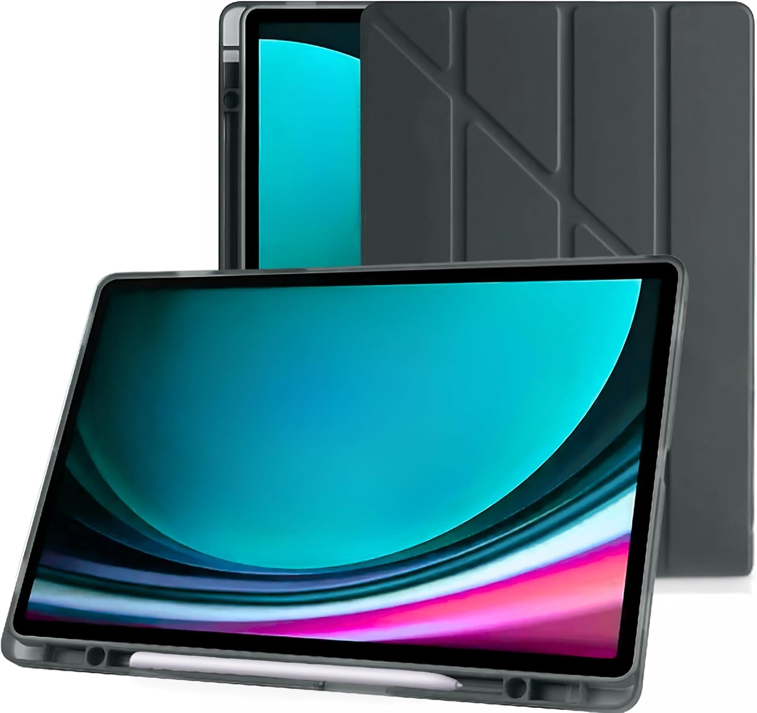 Klasse Samsung Galaxy Tab S10 FE / S9 FE 10.9 inç Uyumlu Smart Kılıf, S Pen Kalemlikli, Trifold, Esnek, Mat, Darbeye Tam Dayanıklı Tablet Kılıfı (Siyah)