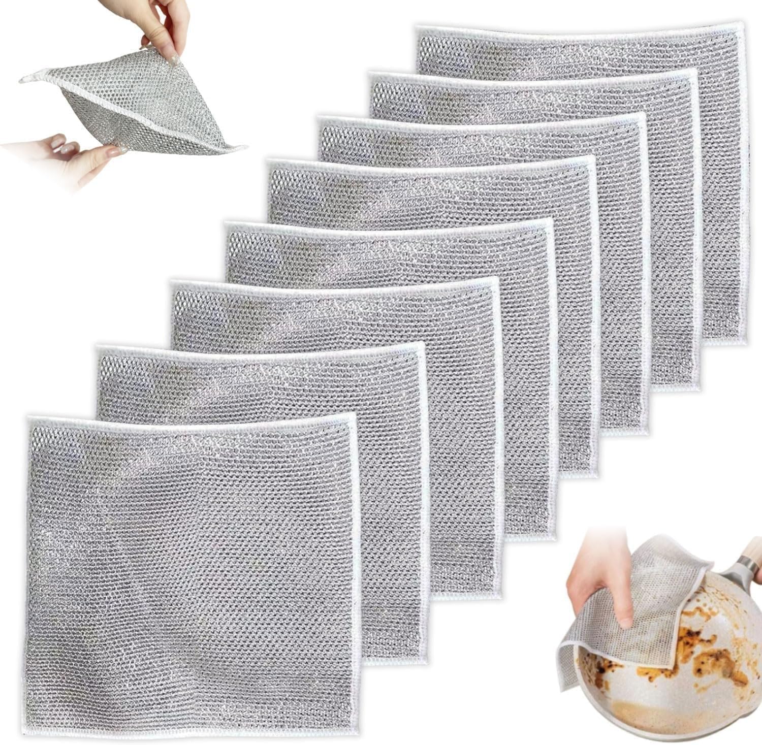 5'li Çizmez Tel Bulaşık Bezi Seti (20x20 cm) - Mutfak ve Hassas Yüzeyler İçin 5 Adet Avantajlı Temizlik Bezi