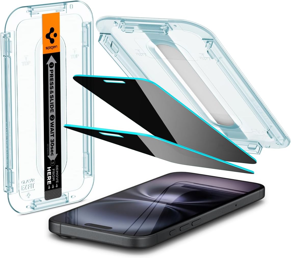 iPhone 16 / 15 ile Uyumlu Kolay Kurulum Cam Ekran Koruyucu GLAS.tR EZ Fit Privacy HD (2 Adet) Hayalet - AGL06905 ( TR Garantili)