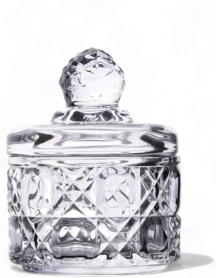 Lüx Kristal Mini Cam Şekerlik & Cam Lokumluk, Kesme Cam Lüx Şekerlik 7.5cm*9.2cm - 06643