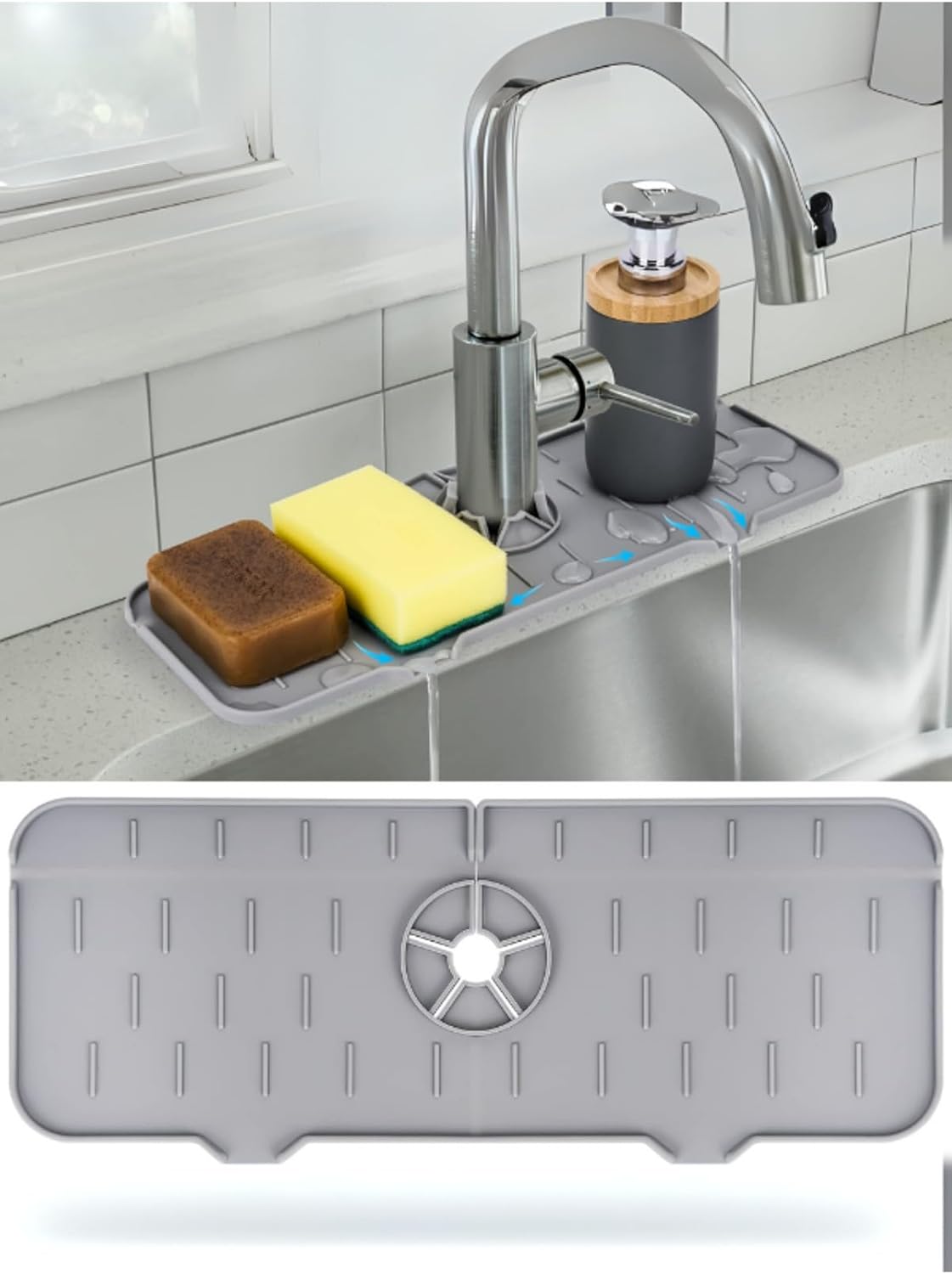 Silikon Musluk Matı – Su Geçirmez Lavabo Kenar Damlatmaz Altlık Düzenleyici Mat