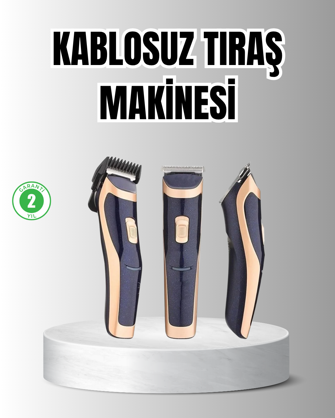 Unisex Şarjlı Saç ve Sakal Tıraş Makinesi – Ayarlanabilir Tarak Başlıkları, Sessiz Motor