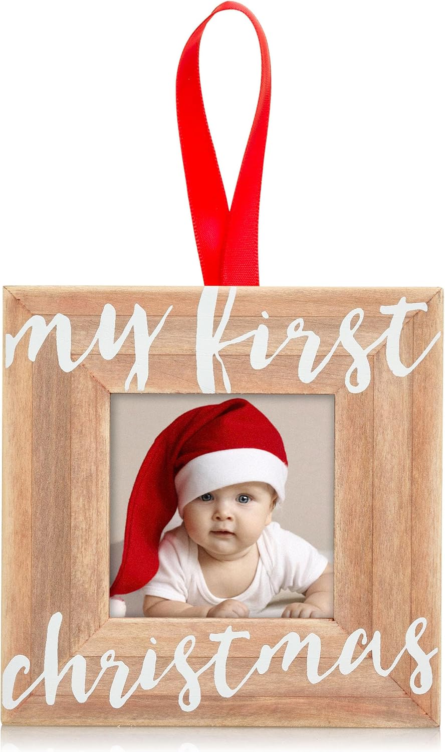 Bebeğin İlk Noel Ahşap Resim Çerçevesi Süsü, Ebeveynleri Beklemek İçin, Rustik Tatil Süsü