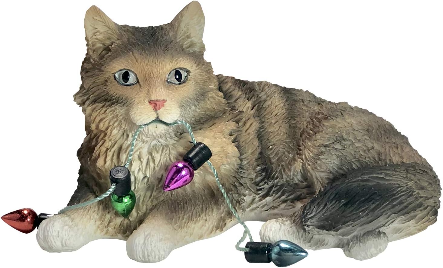 Kahverengi Tabby Maine Coon Kedi Tatil Işıkları Noel Süsü, Çok Renkli (XSO33901)