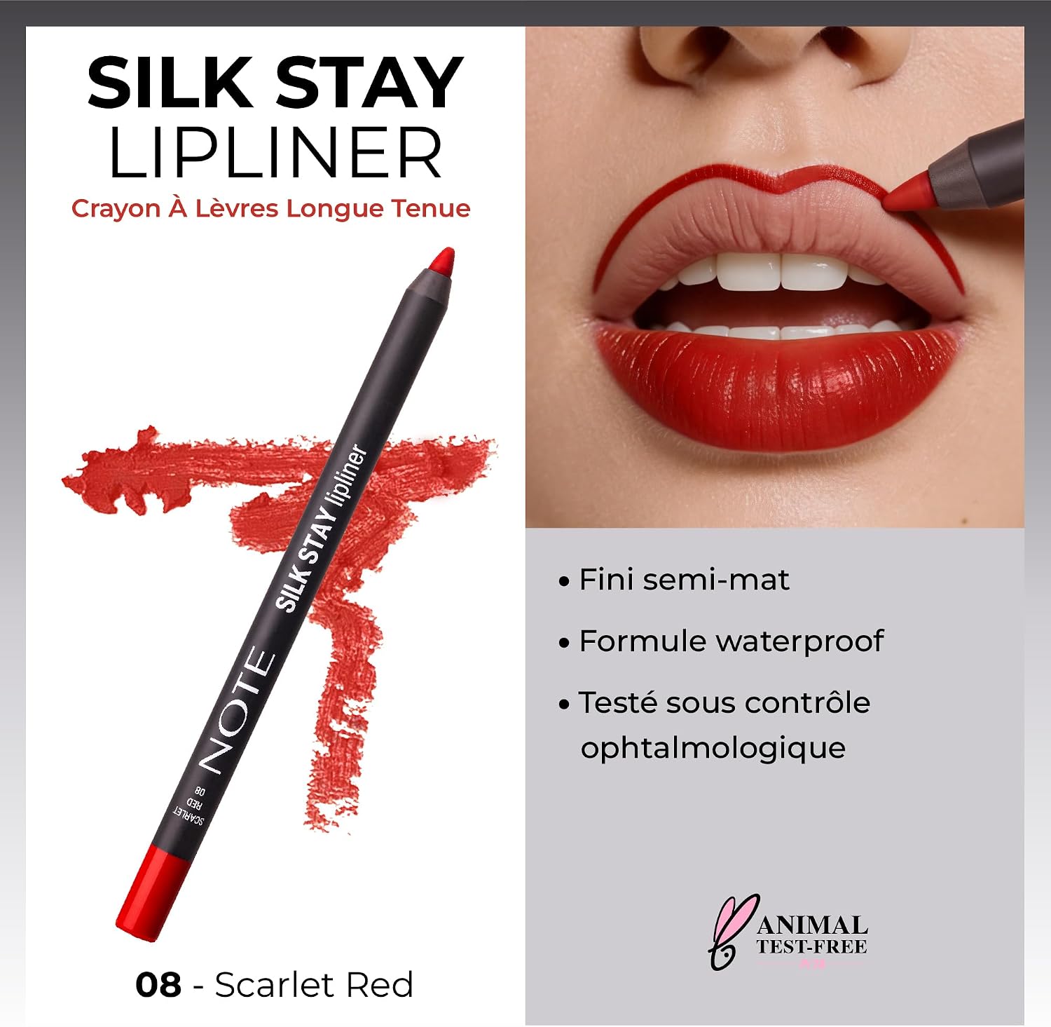Cosmetics Silk Stay Lipliner Suya Dayanıklı İpeksi Dudak Kalemi - 08 Scarlet Red