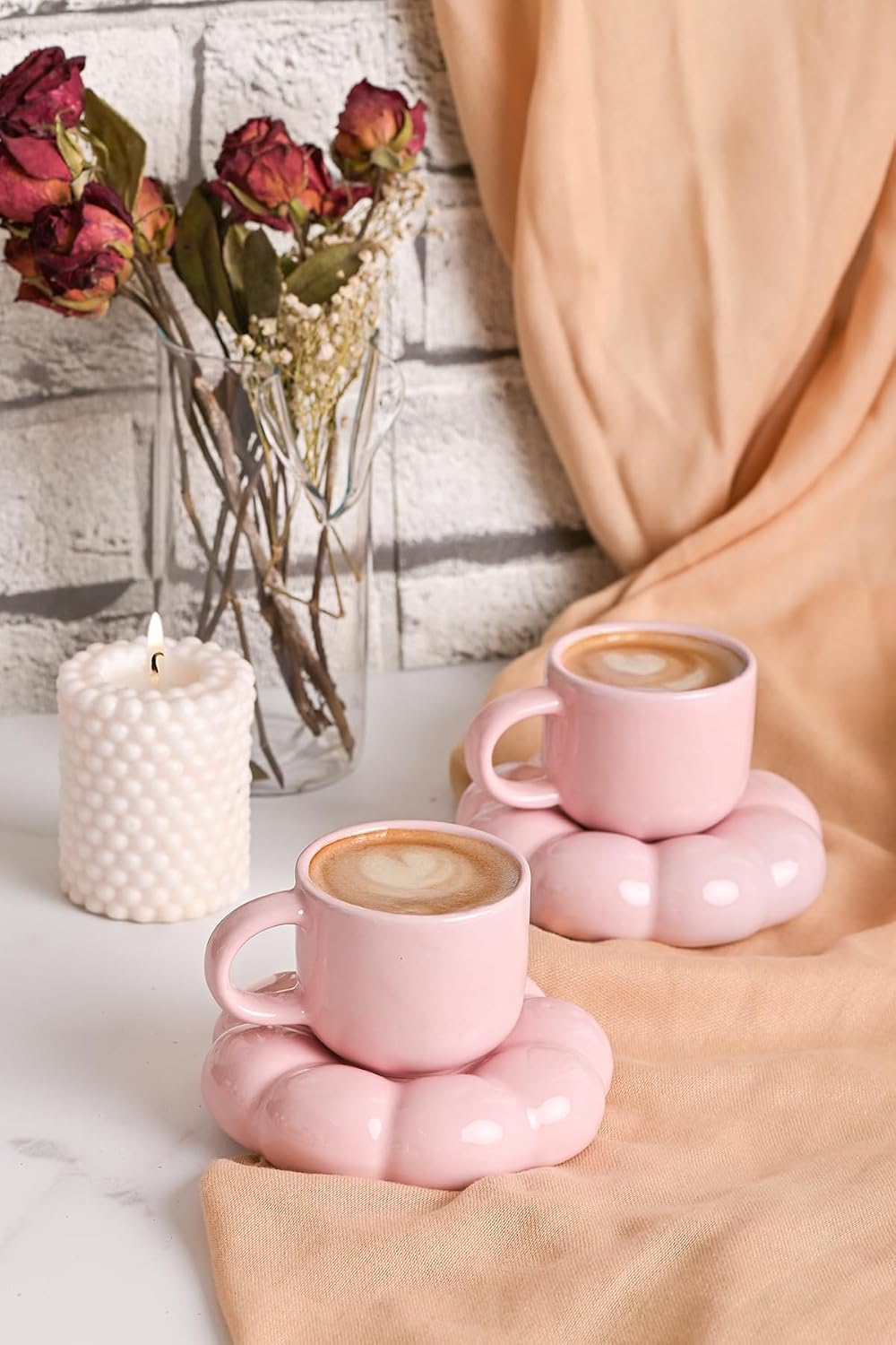 Papatya Tasarımlı Kahve Fincanı 95 ml - Modern ve Şık Sunum | 2 Adet