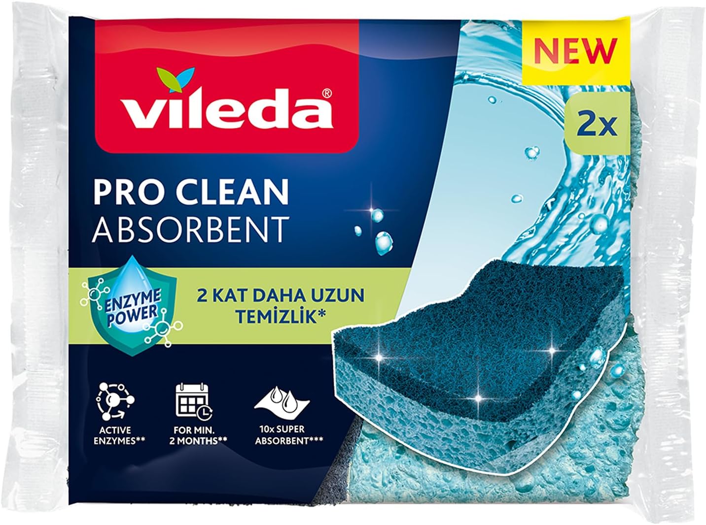 Pro Clean Aktif Enzimli Viskoz Sünger, 2’li Paket
