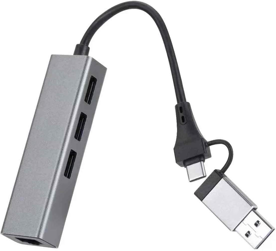 1000 Mbps Gigabit USB-C ve USB-A Girişli 4 Port USB 3.0 Hub Gigabit Ethernet Adaptörü – 1000 Mbps Kablolu İnternet, 5Gbps Veri Aktarımı, Çoklu Bağlantı Desteği, Kompakt ABS Gövde | ZR1109
