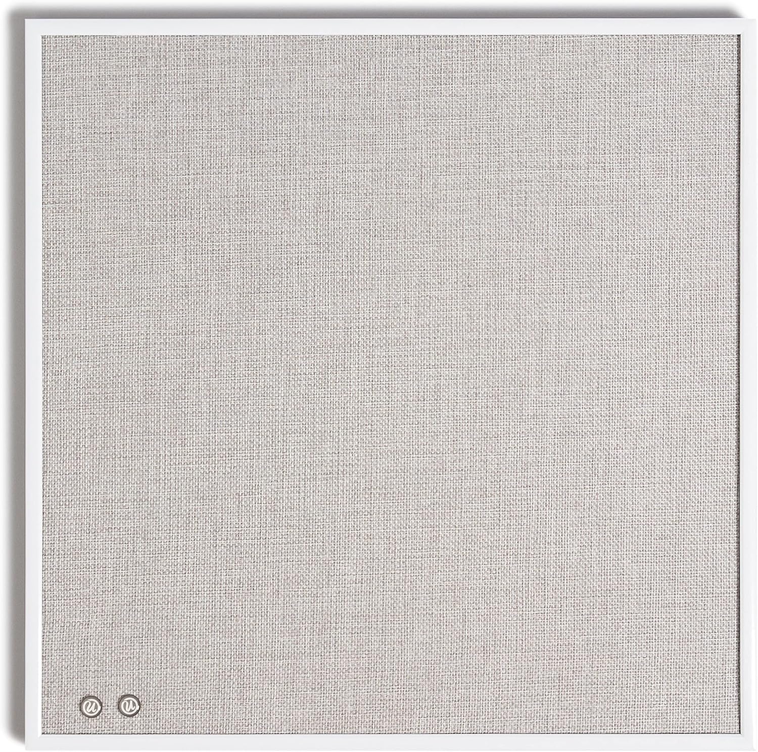 Beyaz Metal Çerçeveli Keten Bülten Tahtası, 35,56 cm x 35,56 cm