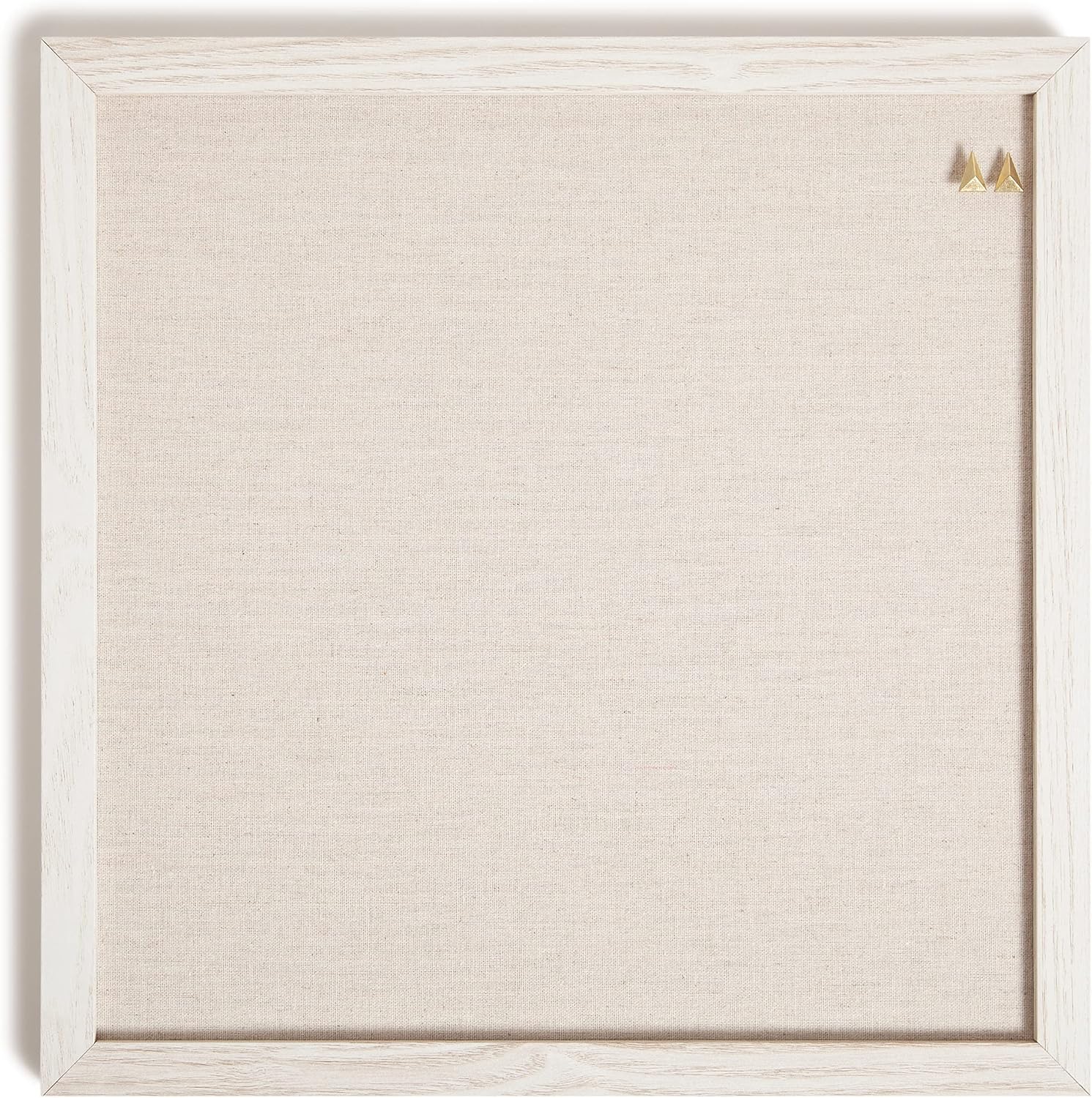 Rustik Keten Bülten Tahtası, 35,56 cm x 35,5 cm, Beyaz Ahşap Stil Çerçeve, Endüstriyel Sınıf Sabitleme Yüzeyi, İtme Pimleri Dahil