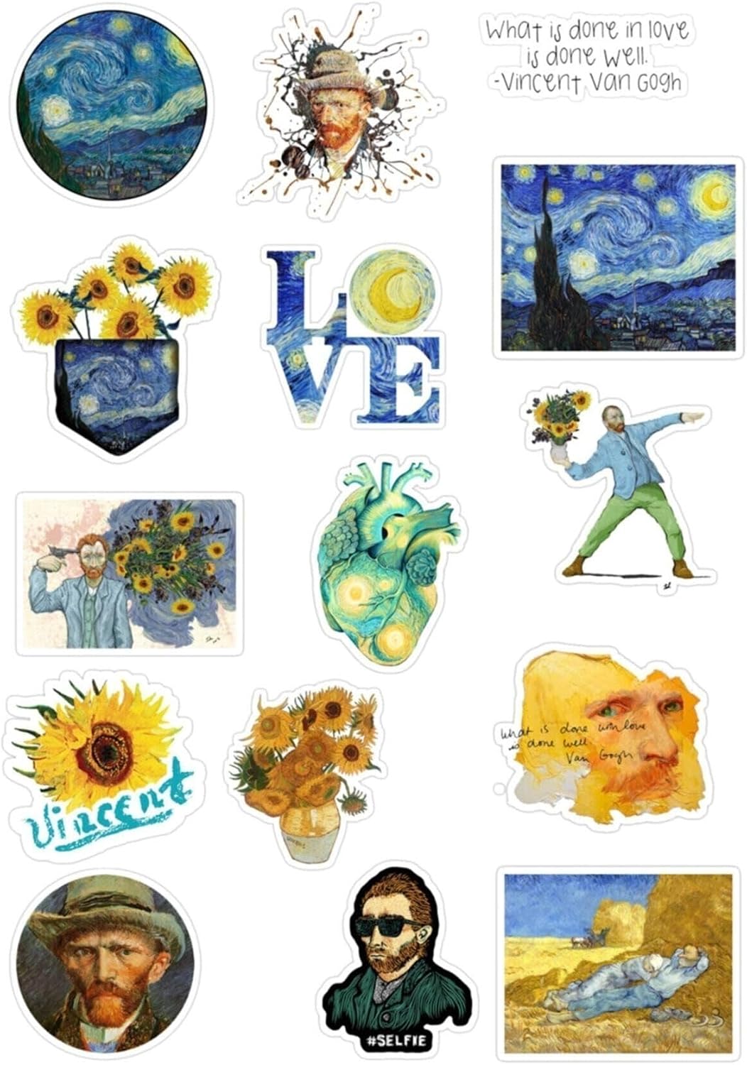 Van Gogh Sticker Seti Telefon Bilgisayar Ve Diğer Yüzeylere Uygun