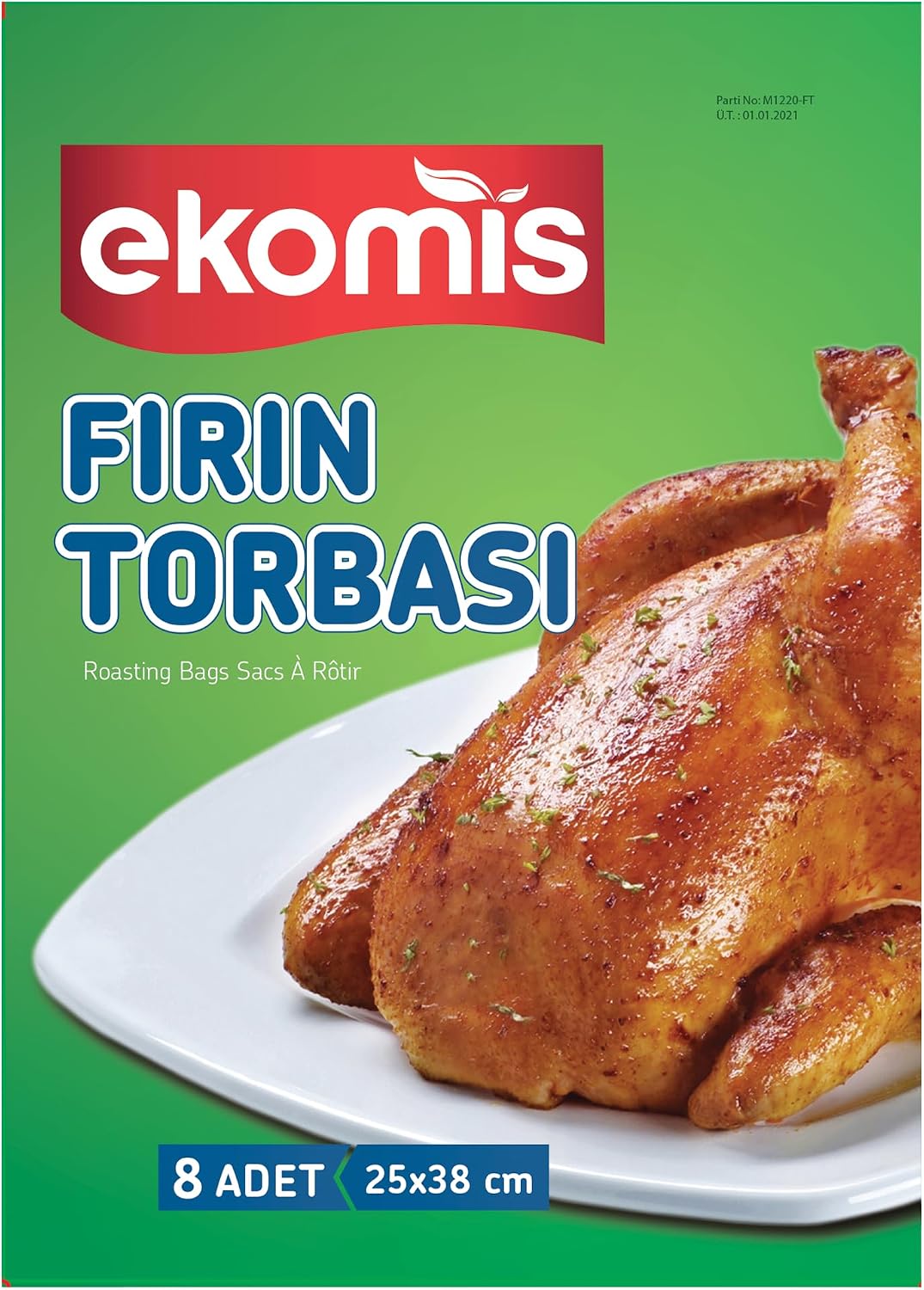 Fırın Torbası 8 Adet 25 x 38 cm Mikrodalga Uyumlu Isıya Dayanıklı Tek Kullanımlık Pişirme Torbası Tavuk, Et, Balık ve Sebzeler için