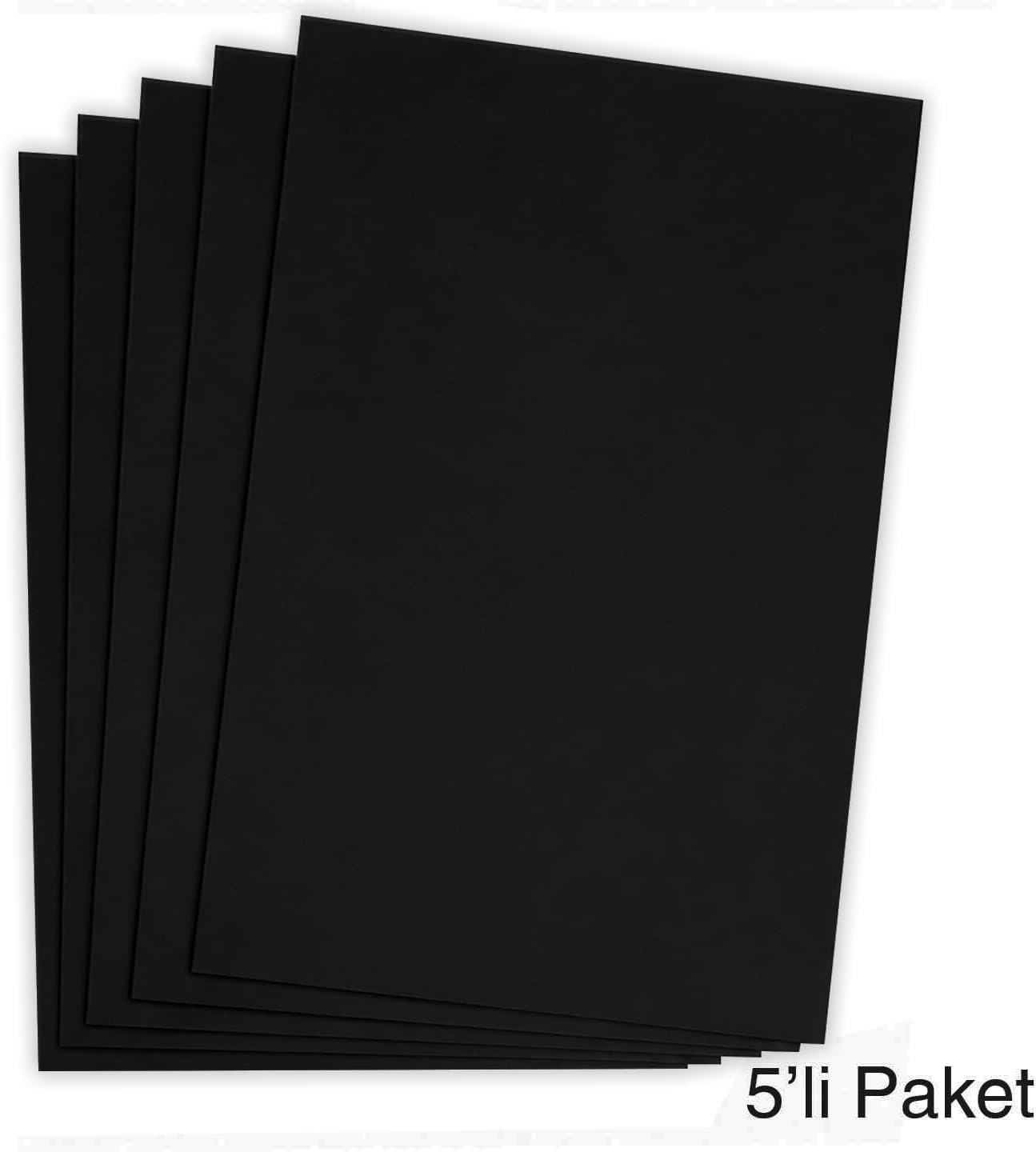 Siyah Renkli Mukavva 35x50 cm 5’li Paket - 1.0 mm Kalınlık - Sunum, Pano ve Maket Yapımı İçin Sert ve Dayanıklı Karton