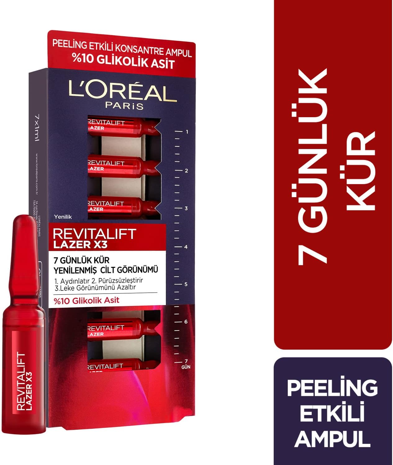 L'ORÉAL PARIS Revitalift Lazer X3 7 Günlük Kür Peeling Etkili Ampul