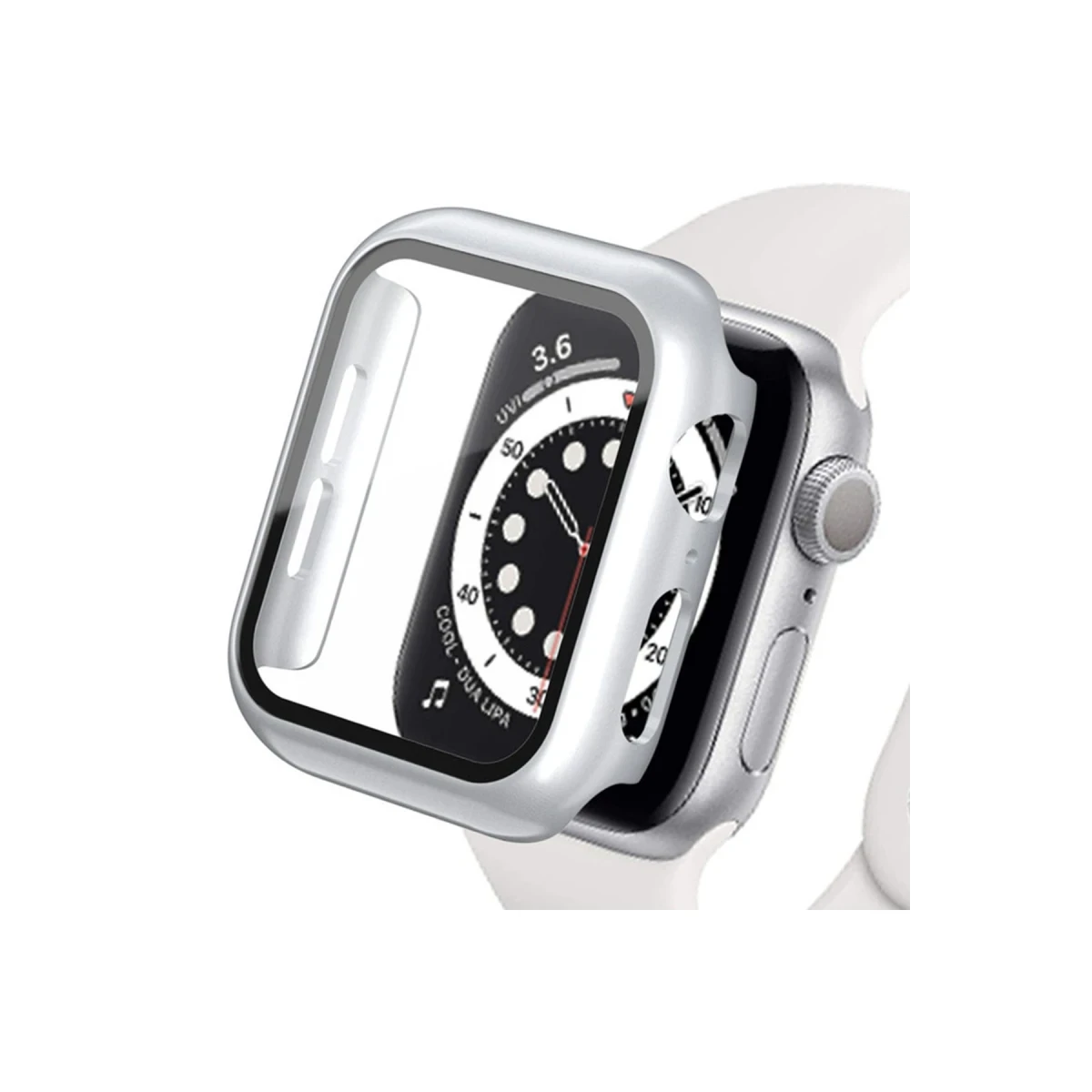Apple Watch Ultra 49mm Camlı Kasa Ekran Koruyucu - Gümüş