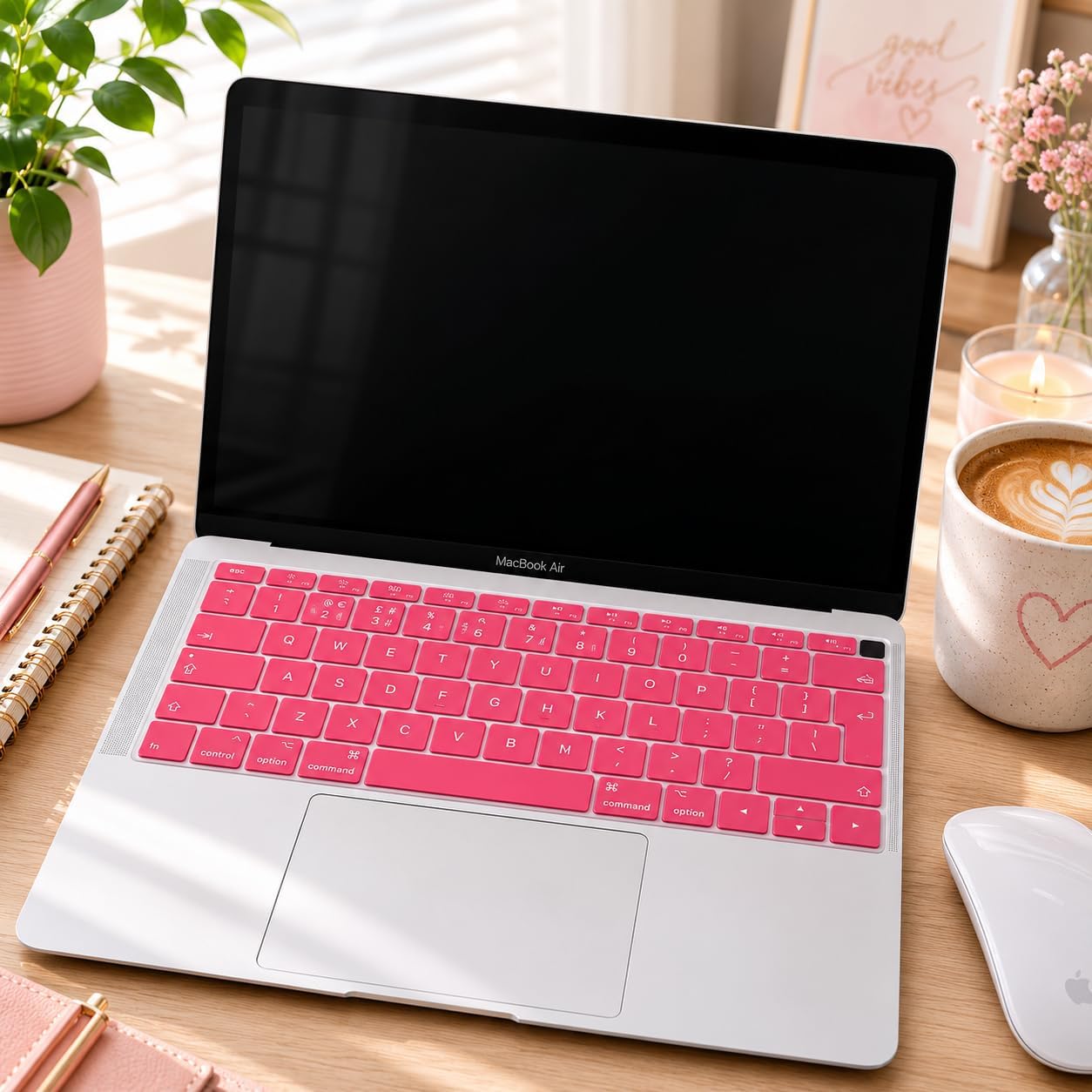 MacBook Air Klavye Koruyucu UK ISO Avrupa İngilizce Uyumlu A1932 A2179 A2337 M1 | Ters L Enter Silikon İnce Keyboard Cover Pembe