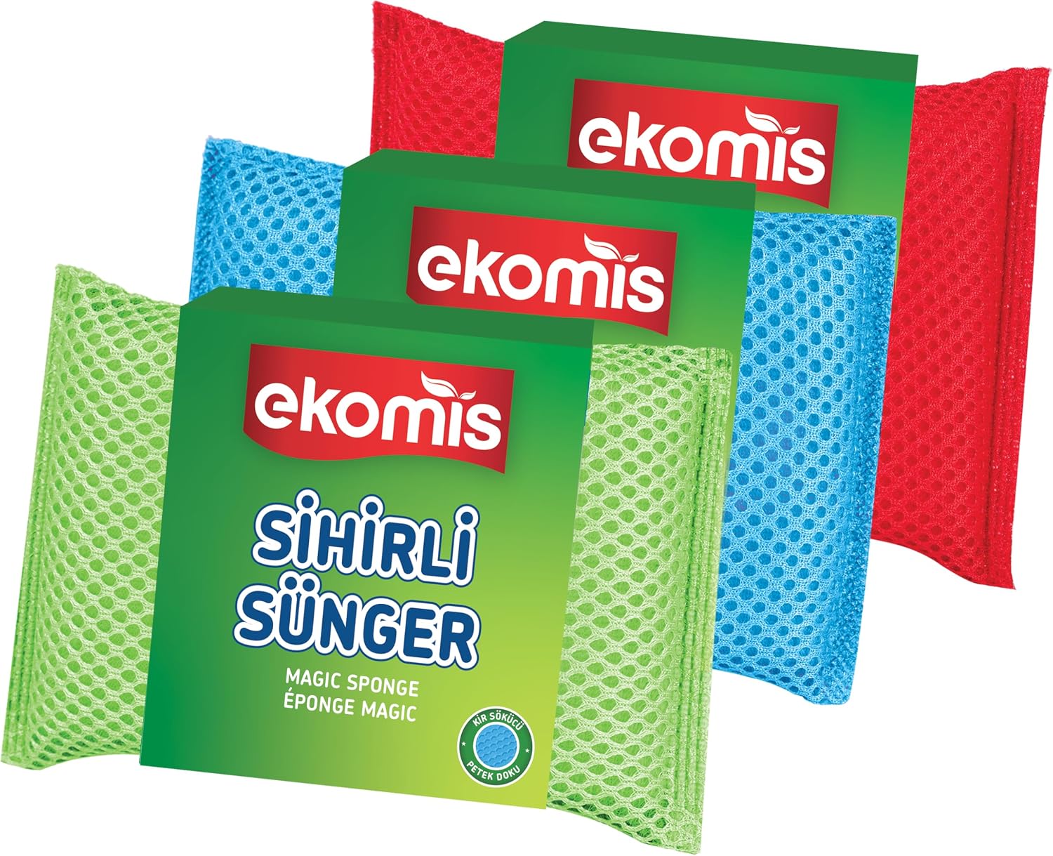 3'lü Sihirli Sünger Petek Dokulu Çok Amaçlı Temizlik Süngeri, Renkli Kir Sökücü Bulaşık Mutfak Banyo