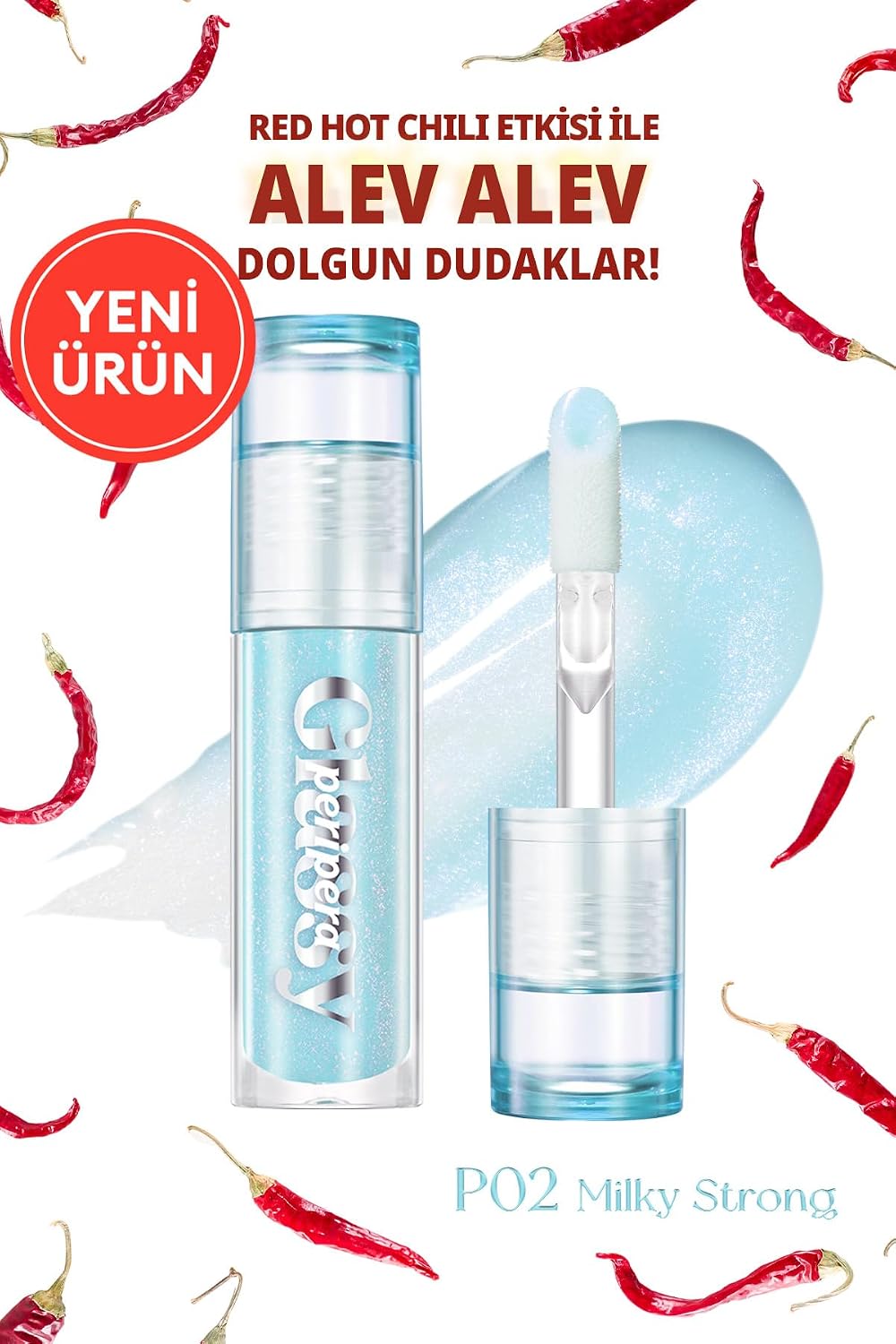 Mavi Simli Dudak Dolgunlaştırıcı Gloss Ink Glasting Lip Gloss (P02 Milky Strong)