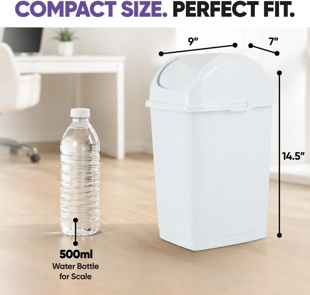 2,6 litre küçük Slim Trash can (Beyaz)