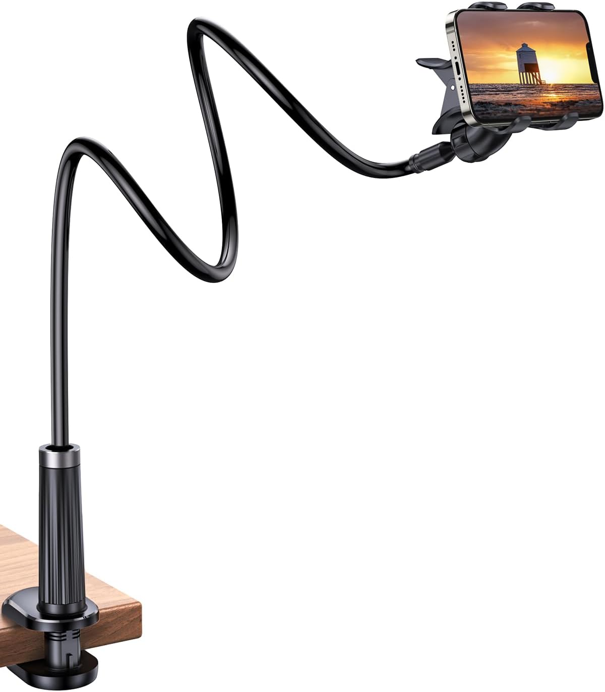 Flexible Esnek Yatak Masa Telefon Tutucu Siyah 90 cm