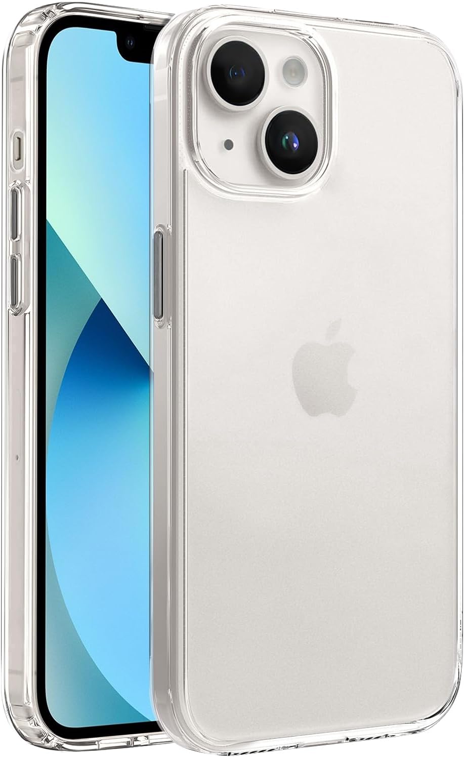 iPhone 13-14 ile Uyumlu SuperMatt Serisi Arkası Parmak izi Tutmayan Sert Mat Polikarbonat Kenarları Tpu Silikon Metal Tuşlu Premium Şeffaf Kılıf Kapak (Klasik, 13-14)