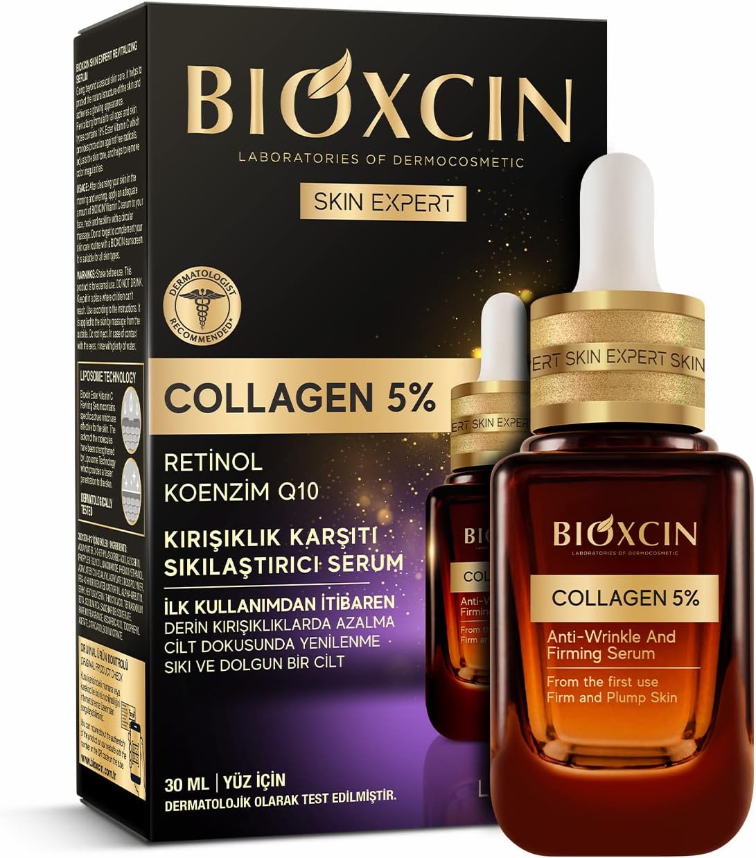 Collagen Serum 5% – Kırışıklık Karşıtı ve Sıkılaştırıcı Yüz Serumu – Retinol, Koenzim Q10 ve Lipozom Teknolojili – 30 ml