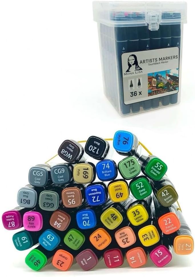Mona Lisa TouchBlack Çift Uçlu Artist Marker 36 Renk