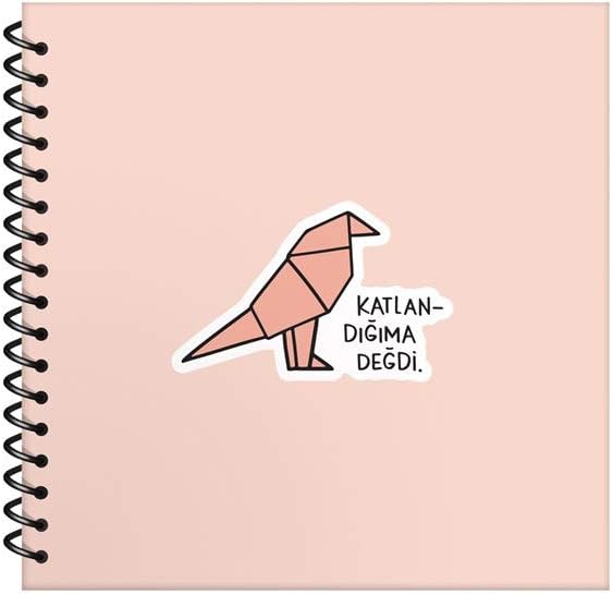Hisli Şeyler 50 Yaprak Çizgili Sert Kapak Stickerli Defter, Katlandığıma Değdi, 16x15cm