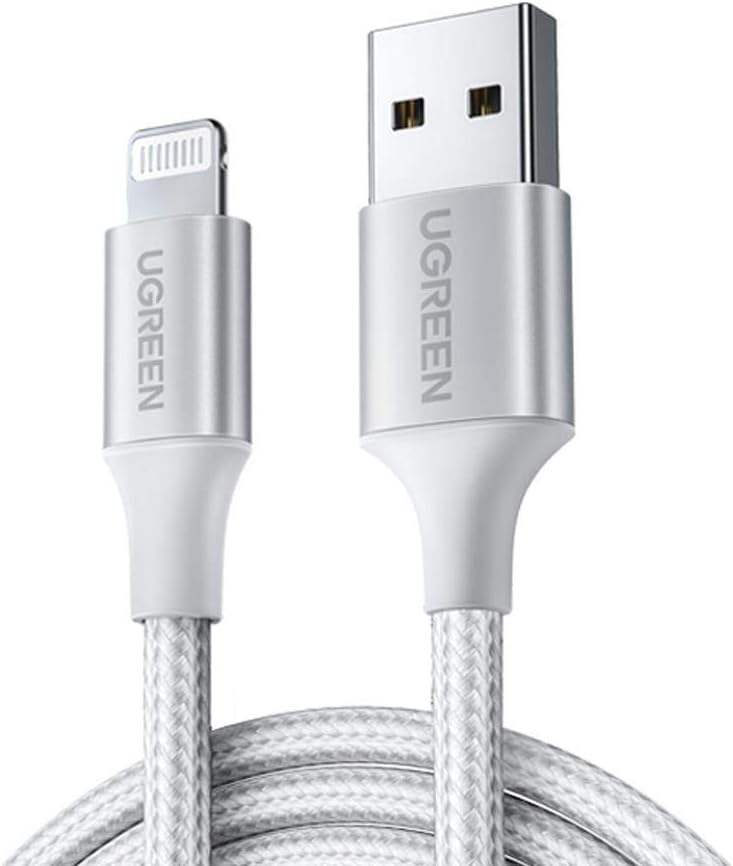 MFi Lisanslı USB-A & Lightning Örgülü Data ve Şarj Kablosu, 1.5 Metre, Beyaz