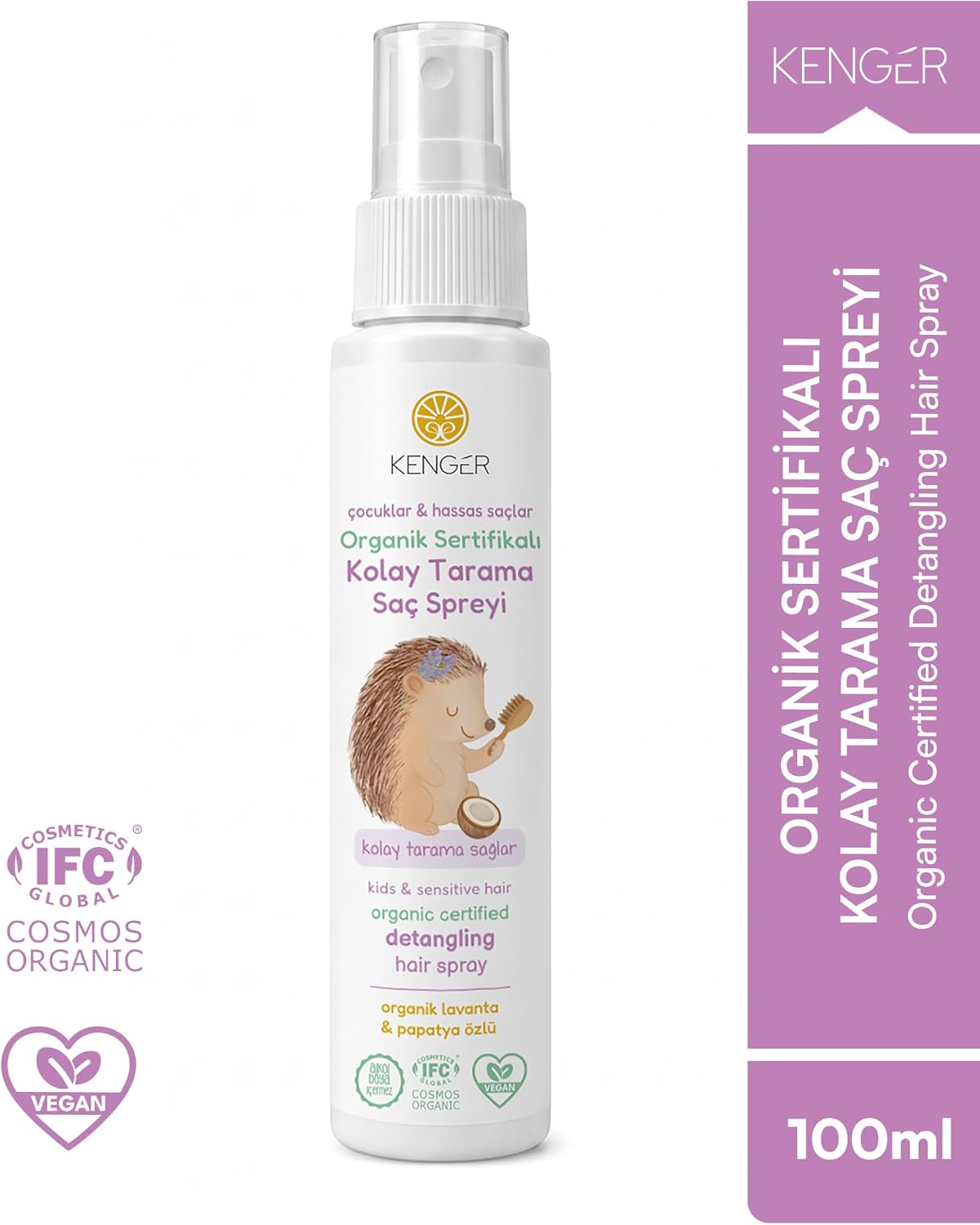 Organik Sertifikalı Kolay Tarama Saç Spreyi, 100 ml, Çocuklar ve Hassas Saçlar İçin