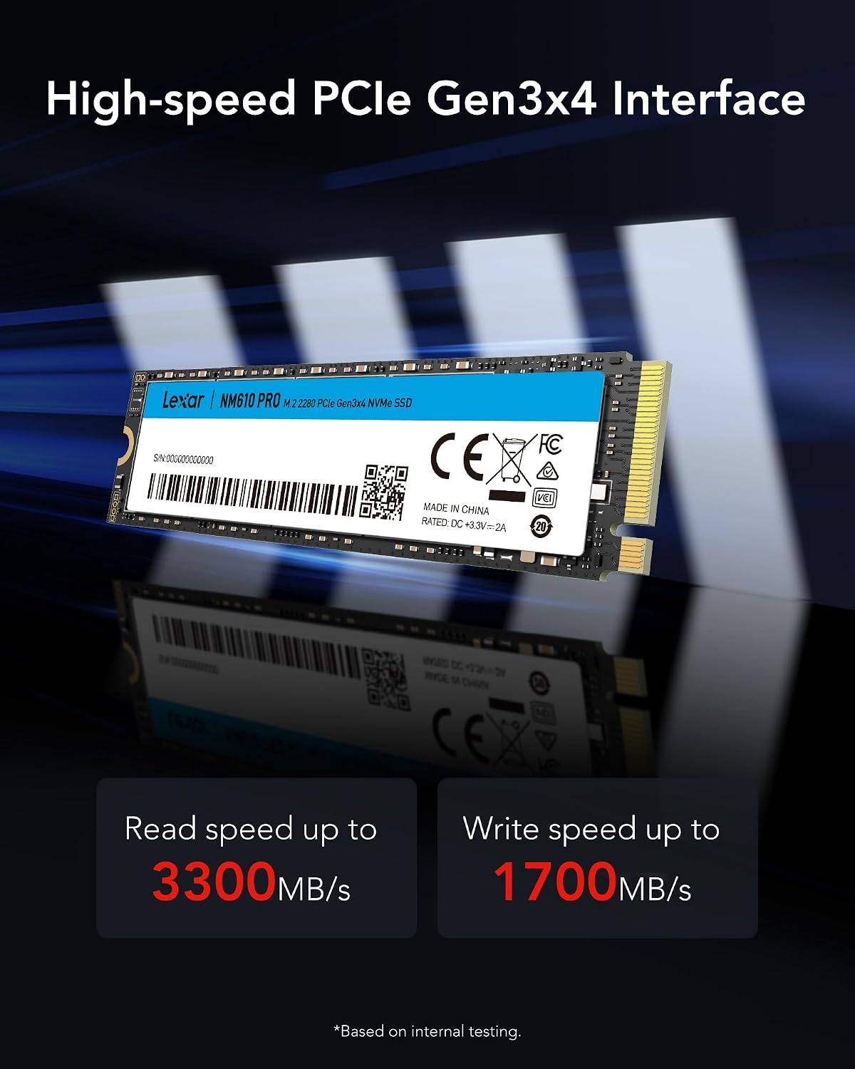 NM610PRO 500GB SSD, M.2 2280 PCIe Gen3x4 NVMe 1.4 dahili, 3300 MB/sn'ye kadar okuma, 1700 yazı, dahili 3D NAND Flash Solid State sürücü, dizüstü, masaüstü için