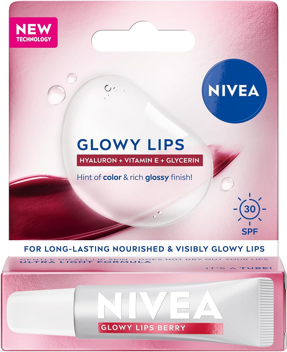 SPF30 Glowy Lips Berry Nemlendirici Dudak Parlatıcısı ve Bakım Kremi 10 ml,Hyaluronik Asit E Vitamini,Gliserin