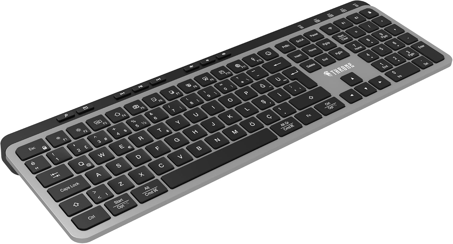 Elite K1 Sessiz Switch 110+8 Multimedya Tuşlu Windows & Macos Uyumlu Premium Alüminyum-Metal Kablosuz Ofis Klavyesi (2.4ghz + Çift Bluetooth Profili)