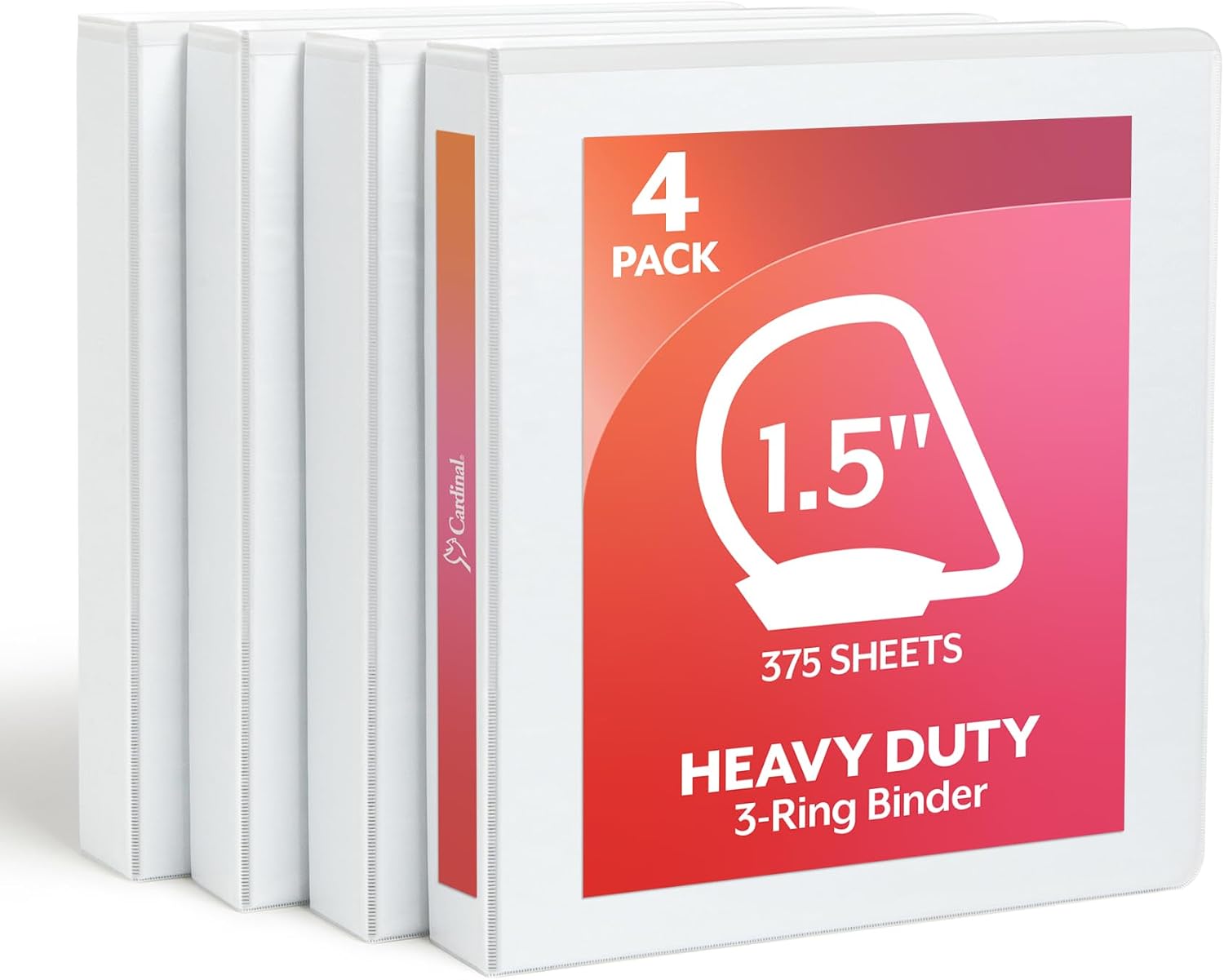 Kardinal 3,8 cm D-ring View bağlayıcı madde, paket başına 4, her biri 1 x siyah, mavi, yeşil ve kırmızı (29300) Beyaz