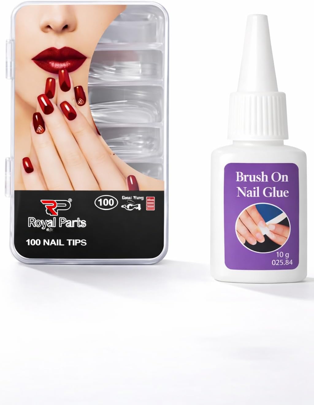 100 Adet ABS Takma Tırnak Ucu Seti, 10 g Fırçalı Tırnak Yapıştırıcısı, Doğal Şeffaf, Dayanıklı, Kolay Uygulama, Profesyonel Manikür ve Protez Tırnak Kullanımı İçin Uygun Set (Şeffaf)