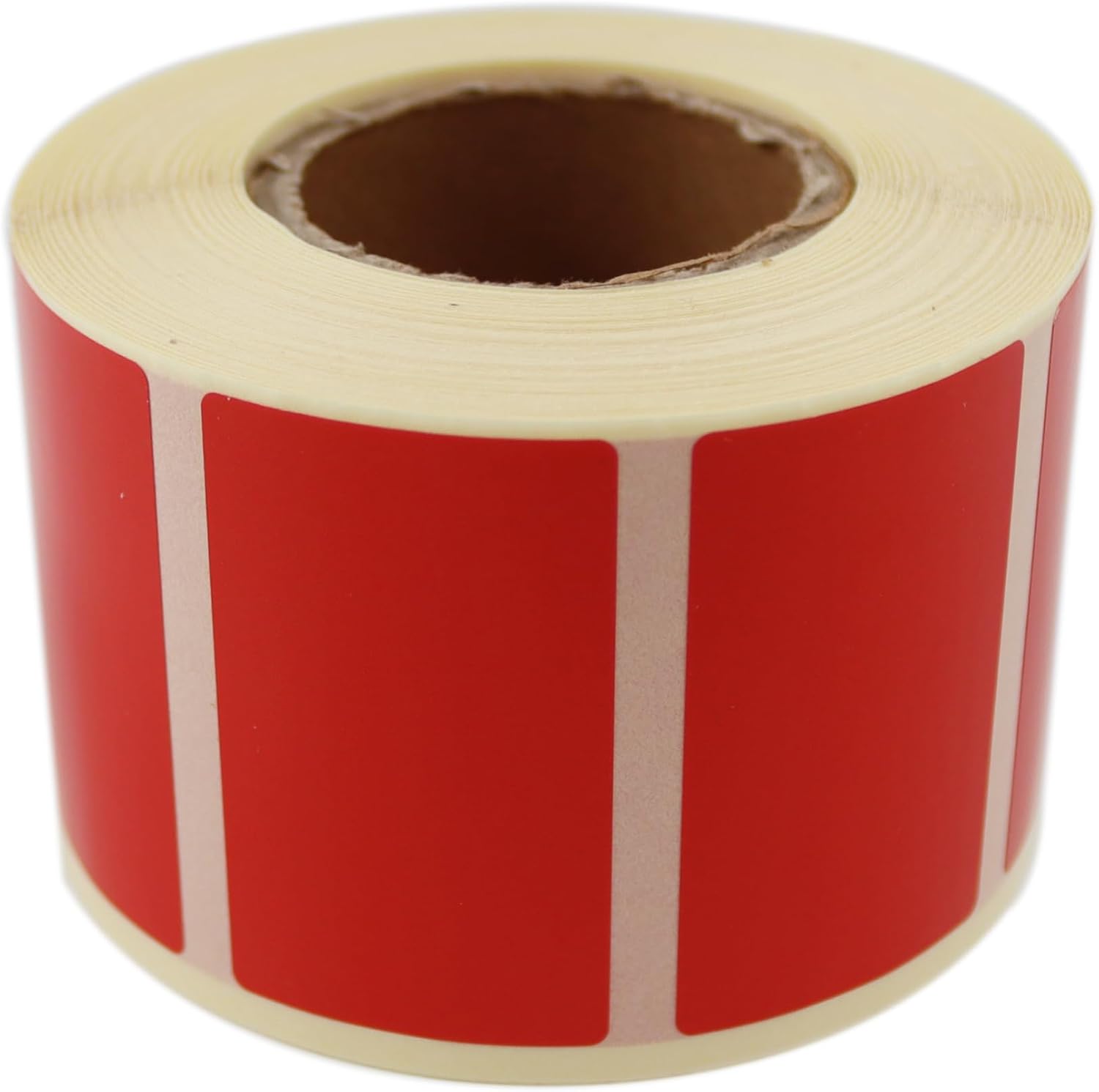 Kuşe Kırmızı Renk Baskılı Etiket 50mm x 30mm Ölçülerinde 1000 Adet 40mm Kuka Çapında Kendinden Yapışkanlı Rulo Etiket (Kırmızı)