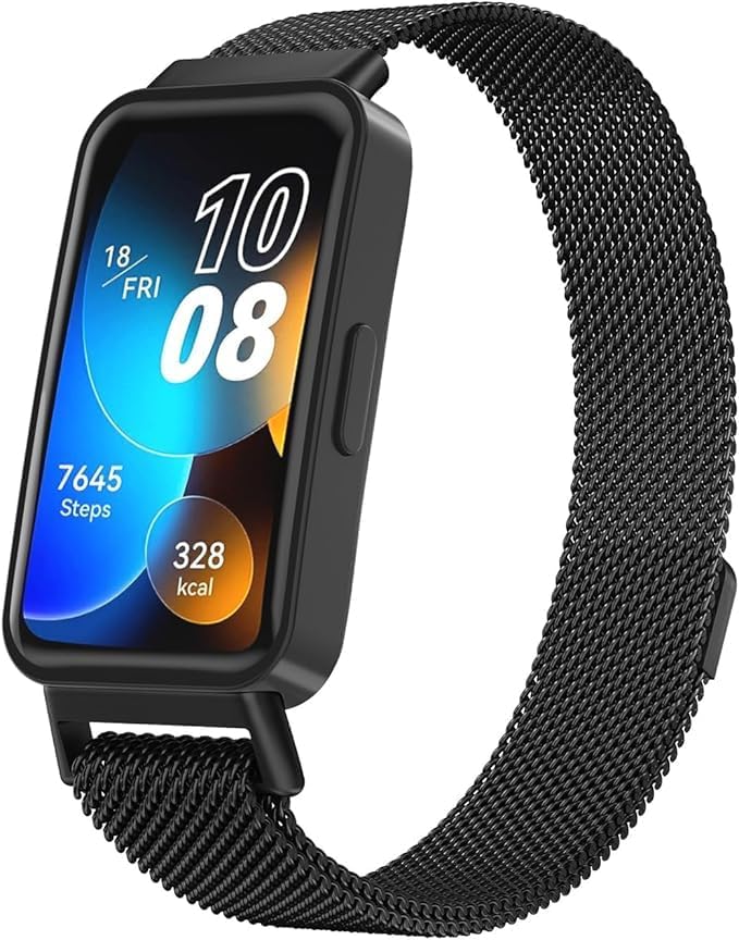 Huawei Band 10-9-8 ile Uyumlu Milano Loop Kordon Manyetik Tasarımlı Paslanma Yapmayan Huawei Band 10 Kayışı Aşınmaya Dayanıklı Bileğe Göre Ayarlanabilen Huawei Band 10 Metal Kordon
