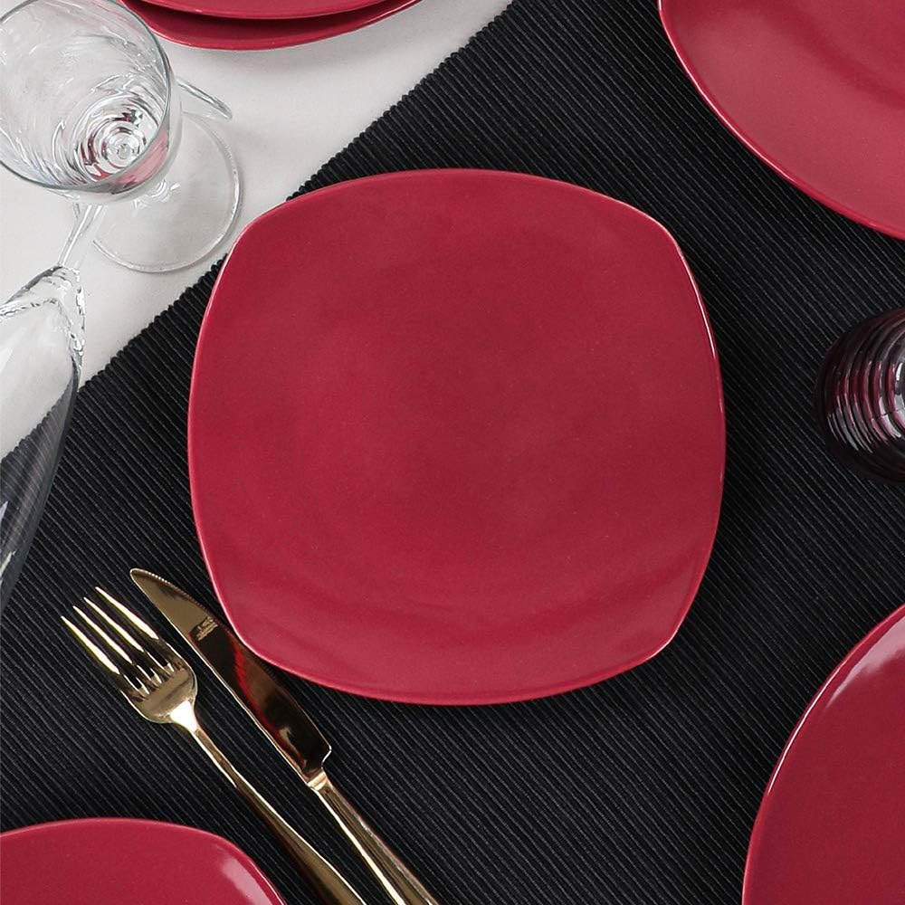 Carmen Kırmızı Köşem Pasta Tabağı 22 Cm 6 Adet