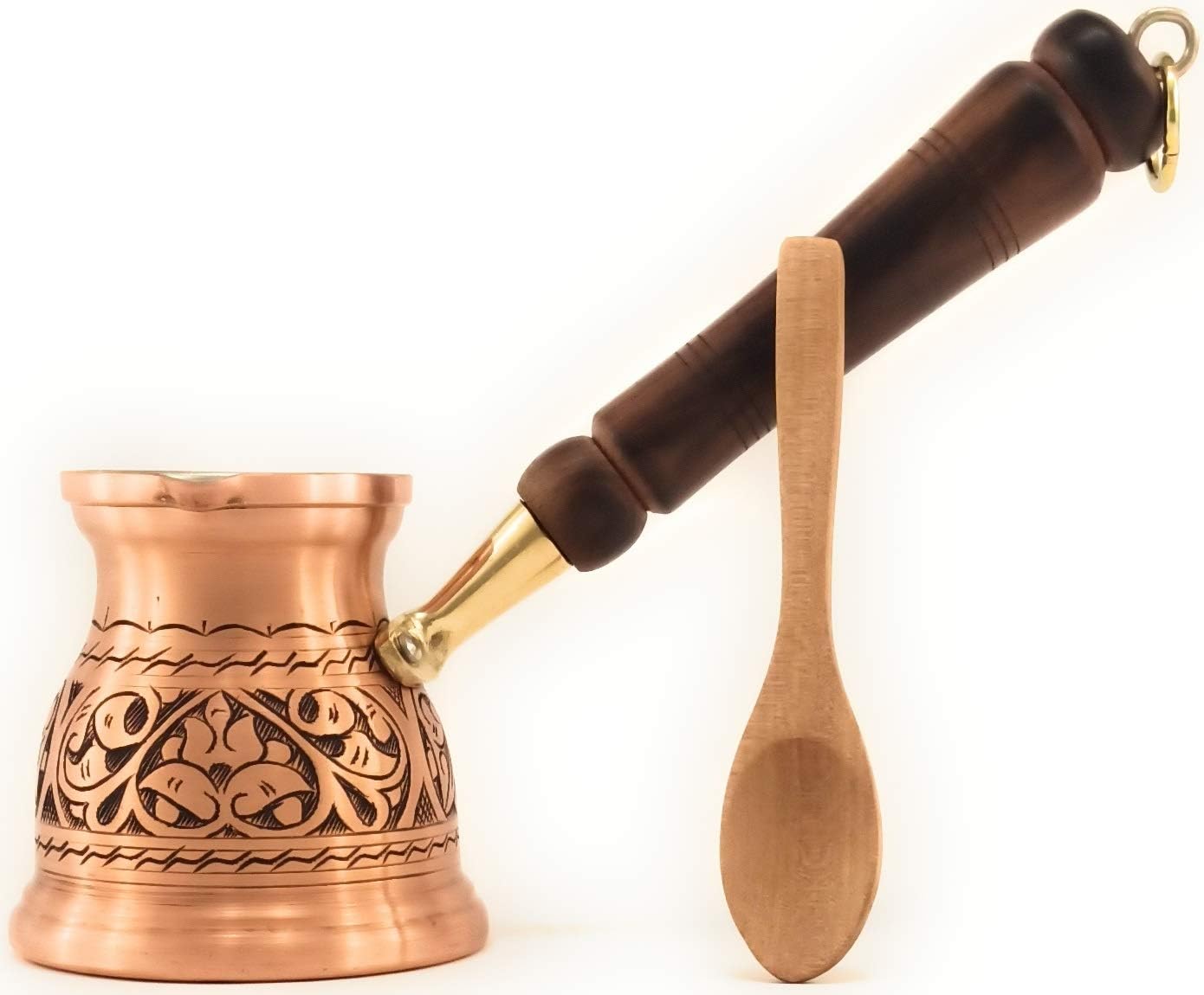 IST Serisi (Orta-9.6 fl.oz) - En Kalın Katı Bakır Oyma Türk Yunan Arapça Cezvesi, Ocak Üstü Kahve Makinesi, Cezve, Jezve, Jazva, Jazzve, Ibrik, Briki (Mat)